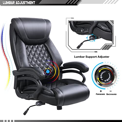 Qulomvs Big and Tall Office Chair 400lbs for Heavy People Computer Executive Leather Desk Chair with Wheels 360°Swivel Task Chair Adjustable Lumbar Support | The Storepaperoomates Retail Market - Fast Affordable Shopping