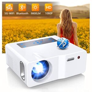HD 1080P 5G WiFi Bluetooth Projector 4K, 450″ Display, AILESSOM 2022 Upgraded 9800LM 4K Projector for Outdoor Movies, Full Sealed Optical Movie Projector Compatible with TV Stick/iOS/Android/PS5