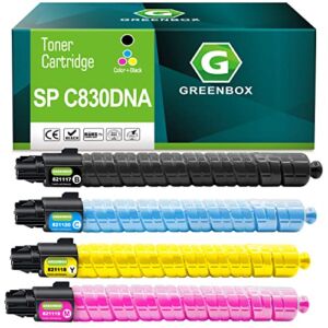 GREENBOX Compatible Toner Cartridge Replacement for Ricoh SP C830DN 821117 821120 821119 821118 821181 821184 821183 821182 for SP C830DN C830DNA SP C831D SP C830 C830dn C831 C831dn Printer (4 Pack)