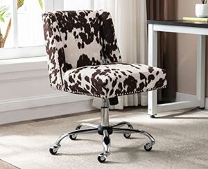 Kmax Home Office Desk Chair, Armless Modern Task Chair for Small Space, Cow