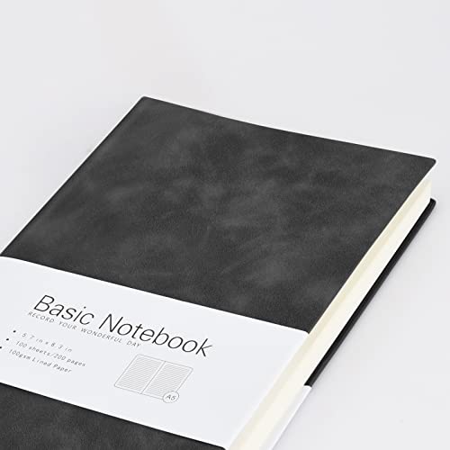 Rantuns Lined Journal Notebook for Work, 200 Pages, Medium 5.7″ x 8.3″, A5 Notebook Softcover Journal 100 GSM Thick Paper, (Black Ruled) | The Storepaperoomates Retail Market - Fast Affordable Shopping