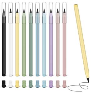 Ainiv 10 PCS Inkless Magic Pencil Everlasting Pencil Eternal with Macaron Eraser, Infinity Reusable Pencil for Writing Drawing with Extra 10 Erasers,Cute Morandi Pencils Home Office School Supplies