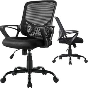 Office Chair, Home Office Desk Chair with Armrest, Mesh Computer Executive Task Chair with Ergonomic Mid-Back Design (Black, Classic)