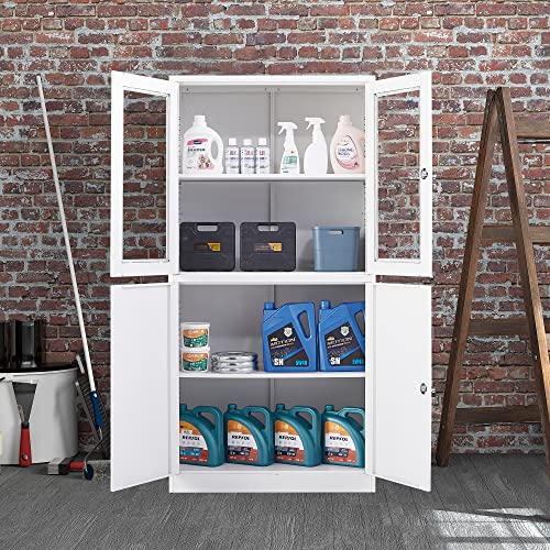 STANI Metal Storage Cabinet, Multifunctional Garage Storage Closet with Doors, Locking Storage Cabinet with 4 Doors, Adjustable Shelf Height and Feet, Storage Cabinet for Garage, Home, Office | The Storepaperoomates Retail Market - Fast Affordable Shopping