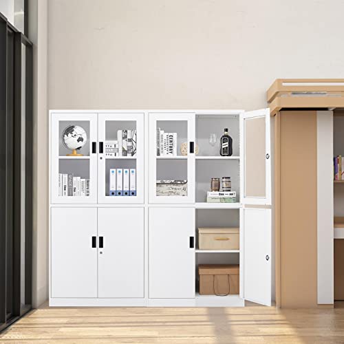 STANI Metal Storage Cabinet, Multifunctional Garage Storage Closet with Doors, Locking Storage Cabinet with 4 Doors, Adjustable Shelf Height and Feet, Storage Cabinet for Garage, Home, Office | The Storepaperoomates Retail Market - Fast Affordable Shopping