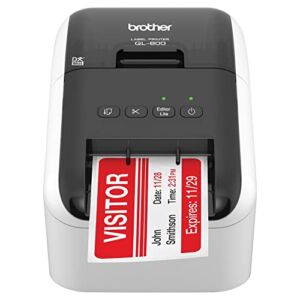 Brother QL-800 High-Speed Professional Label Printer with Black and Red Printing – USB Connectivity, 2.4″ Wide, 300 x 300 dpi, 93 Labels Per Minute, Automatic Cutter, Postage and Barcode Printer