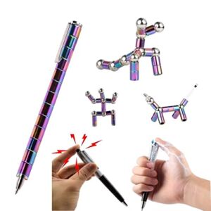 NOUTO Decompression Magnetic Metal Pen & 2Pcs Electric Shocking Pen, eformable Magnet Writing Pen,Colorful Fidget Pen Relieving Stress Joke Trick Pen