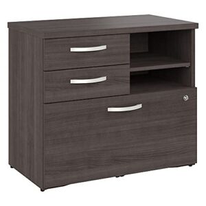 Bush Business Furniture Hybrid Office Storage Cabinet with Drawers and Shelves, Storm Gray