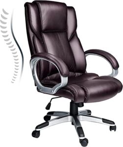 Executive Office Chair, Modern Minimalist PU Leather Office Chair, Desk Chair Computer Chair with Ergonomic Support Tilting Function Upholstered, Desk Chair with Wheels for Home Office