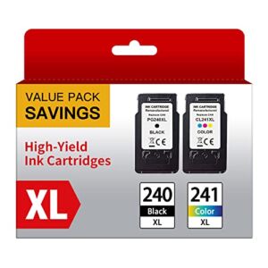 PG-240XL/CL-241XL Compatible Ink Cartridges Replacement for Canon 240 241, Remanufactured 240XL 241XL Combo Pack Use to Canon PIXMA MG3620 TS5120 MG3520 MG2120 MX452 MX512 MX532 MX472 Printer (2 Pack)