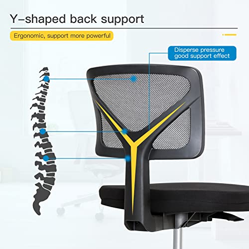 BestOffice Ergonomic Desk Armless Mesh Computer Lumbar Support Swivel Rolling Executive Adjustable Task Chair for Back Pain, Black | The Storepaperoomates Retail Market - Fast Affordable Shopping