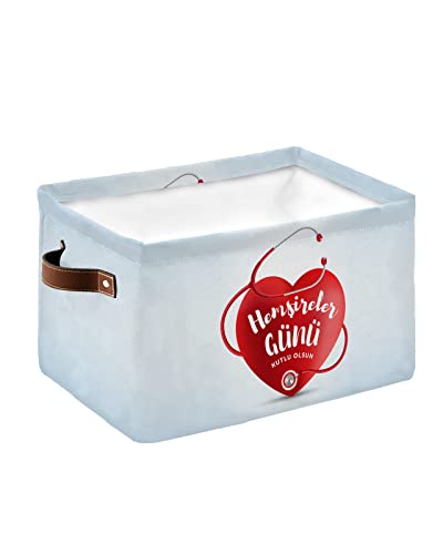 Nurse Appreciation Gift Cube Storage Organizer Bins with Handles,15x11x9.5 Inch Collapsible Canvas Cloth Fabric Storage Basket,Happy Nurse Day Red Heart Books Kids’ Toys Bin Boxes for Shelves,Closet | The Storepaperoomates Retail Market - Fast Affordable Shopping