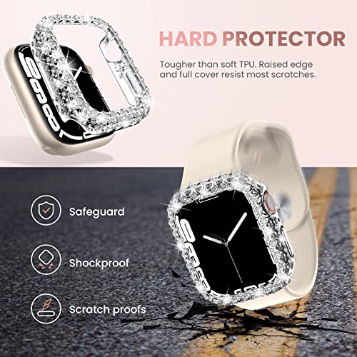 Tensea for Apple Watch Bumper Case 45mm Series 7 8 Accessories [No Screen Protector], iWatch Protective Hard PC Bling Cover, Diamond Shell, Crystal Frame for Women Girl (45 mm, Aluminum Silver) | The Storepaperoomates Retail Market - Fast Affordable Shopping