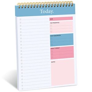 To Do List Notepad – Daily Planner Notepad Undated 52 Sheets Tear Off , 6.5″ x 9.8″ Checklist Productivity Organizer with Hourly Schedule for Tasks