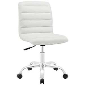 Scranton & Co Modern Mid Back Armless Swivel Office Chair in White