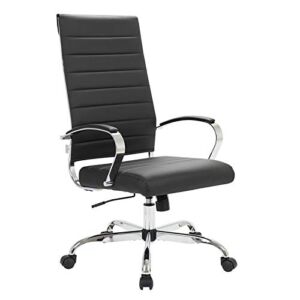 Scranton & Co High-Back Mid-Century Modern Leather Office Chair in Black