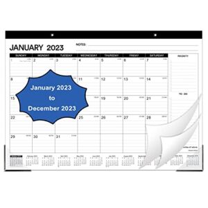 2023 Desk Calendar – Desk Calendar 2023, January 2023 – December 2023, 12 Monthly Desk/Wall Calendar 2-in-1, 16.8″ x 12″, Thick Paper, PP Cover, Corner Protectors, Large Ruled Blocks