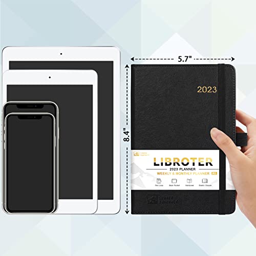 2023 Planner – Planner 2023, 2023 Weekly Monthly Planner, Jan.2023 – Dec.2023, 5.8” x 8.3”, Thick Paper, Leather Cover, Pen Holder, Back Pocket, Bookmarks, Perfect Daily Organizer – Classic Black | The Storepaperoomates Retail Market - Fast Affordable Shopping