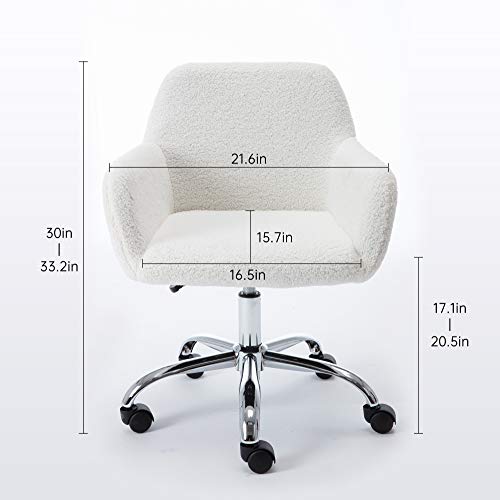 KCC Faux Fur Office Desk Chair, Comfy Fluffy Swivel Modern Leisure Armchair with Wheels, Upholstered Comfy Fuzzy Vanity Makeup Chair Height Adjustable for Teens Women Girls Elegant Home Office | The Storepaperoomates Retail Market - Fast Affordable Shopping