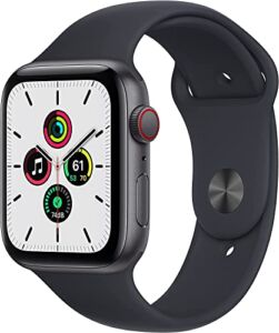 Apple Watch SE (GPS + Cellular, 44mm) Space Gray Aluminum Case with Midnight Sport Band (Renewed)