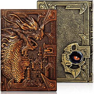 2 Pack Dragon Leather Journal Dragon Leather Notebook Embossed Leather Journal Vintage Writing Notebook Antique Diary Notepad A5 Embossed Writing Hardcover Executive Journal for Business Women Men
