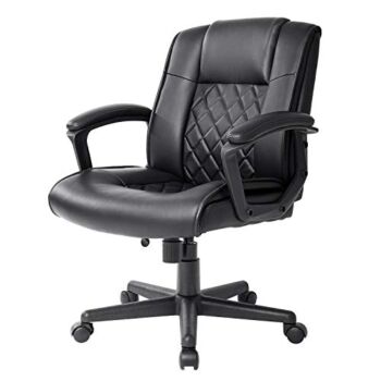 Qulomvs Executive Office Chair Mid Back, Ergonomic Office Desk Chair with Wheels Back Support, Computer Task Work Chair with Arms 360 Swivel (Black) | The Storepaperoomates Retail Market - Fast Affordable Shopping