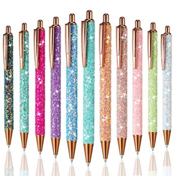 11 Pcs Fancy Pens for Women Pretty Cute Pens Glitter Ballpoint Pens with Metal Barrel Retractable Writing Pens Black Ink Medium Point 1.0 mm Pretty Pens Journaling Pens for Women Girls (Sequin Style) | The Storepaperoomates Retail Market - Fast Affordable Shopping