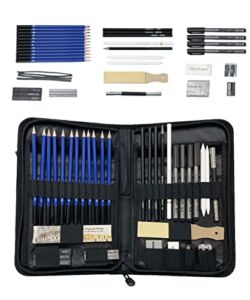 Da Vinci Eye 40PC Drawing Kit – Pencil, Marker, White Charcoal, Graphite and More. Gift Set Perfect for Beginners, Professional Artists, Painters, Students – Art Supplies With Pop-Up Carrying Case