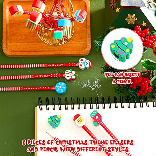 120 Pieces Christmas Pencils Bulk with Eraser Toppers Wooden Pencil Cute Pencils Birthday Pencils for Students Fun Pencils for Kids Bulk School Supplies and Children Prize Gifts, 6 Styles | The Storepaperoomates Retail Market - Fast Affordable Shopping