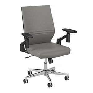 Bush Business Furniture Laguna Mid Back Leather Office Chair, Light Gray