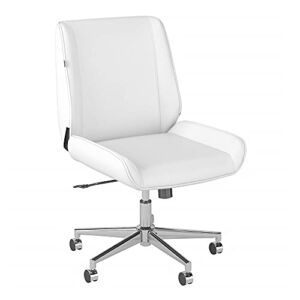 Bush Business Furniture Bay Street Wingback Leather Office Chair, White