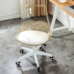 Modern Home Office Desk Chairs, Armless Rolling Computer Clear Chair with Wheels for Living Room, Bed Room