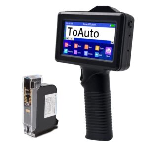 TOAUTO V4 Portable Intelligent Upgraded Handheld Inkjet Printer Gun with 5.6 Inch LED Touch Screen Quick-Drying Inkjet Coding Machine for Code Date Label Industry Design House Usage