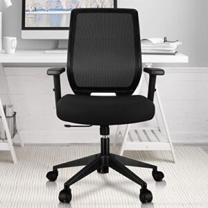 LORDWEY Ergonomic Office Chair with Adjustable Armrests, Mid Back Mesh Computer Chair with Adjustable Height,Office Desk Chair with Wheels for Adults Black