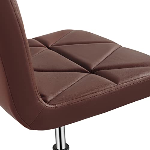 COSVALVE Armless Desk Chair, Low Back Swivel Office Chair, Height Adjustable Task Chair with Rolling Wheels and Diamond Pattern, for Home Computer Barber, Brown | The Storepaperoomates Retail Market - Fast Affordable Shopping