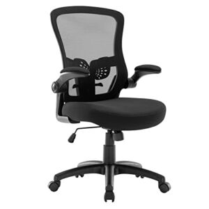 Chairelax Mesh Home Office Chair, Ergonomic Desk Chair Mid-Back Mesh Computer Chair Adjustable Lumbar Support and Flip-up Armrests Comfortable Executive Adjustable Rolling Load up to 300Lbs