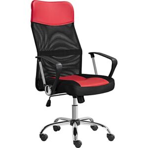 Yaheetech High Back Ergonomic Office Chair Mesh Back Swivel Task Chair Executive Rolling Chair Gaming Chair with Lumbar Support, Leather Seat
