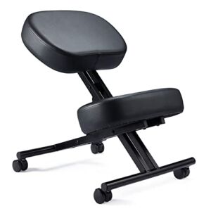 JOMEED Modern Height Adjustable Ergonomic Support Rolling Home Office Kneeling Desk Chair with 3 Inch Padded Angled Seat, Black