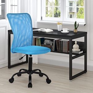 Home Office Chair Armless Mesh Chair Ergonomic Executive Chair Adjustable Mid Back Chair for Women Small Modern Swivel Rolling Desk Chair Task Chair with Wheels for Home, Office, Blue