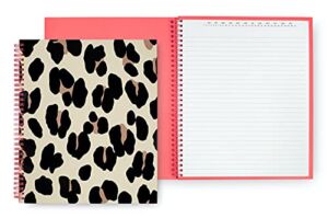 Kate Spade New York Large College Ruled Notebook, 11″ x 9.5″ Leopard Print Spiral Notebook with 160 Pages, Forest Feline