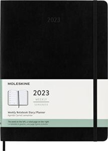 Moleskine 2023 Weekly Notebook Planner, 12M, Extra Large, Black, Soft Cover (7.5 x 10)