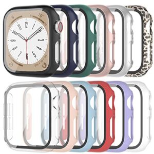 [12 Pack] Case Compatible with Apple Watch Series 8 Series 7 41mm with Tempered Glass Screen Protector, HASDON Full Coverage Bumper Hard PC Protective Cover for iWatch Series 8 7 41mm Accessories