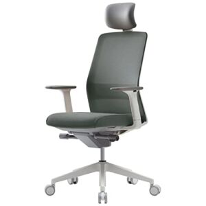 SIDIZ T40 Ergonomic Office Desk Chair : Easy Adjustments, Adjustable Headrest and Lumbar Support, 3-Way Armrests, Adjustable Seat Depth, Ventilated Mesh Back for Home Office, Cushion Seat (Gray)