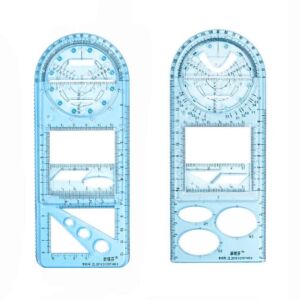 Multifunctional Geometric Ruler 2PCS, Upgraded Geometric Drawing Template Measuring Tool Drawing Rulers Students for School Office Supplies