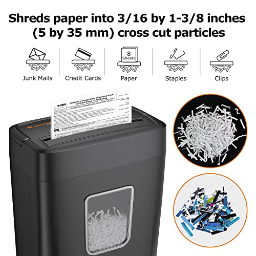 Bonsaii 8-Sheet Cross Cut Paper Shredder, Credit Cards/Mail/Staples/Clips Shredder for Home Use with 4.2 Gallon Bin (C261-C) | The Storepaperoomates Retail Market - Fast Affordable Shopping