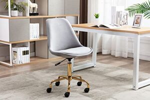Porthos Home Ally Velvet Chair for Office, Soft Velvet Upholstery, Gold Chrome Legs with Roller Caster Wheels, Adjustable Seat and 360-Degree Swivel (Office Chairs for Home Studios and Small Offices)