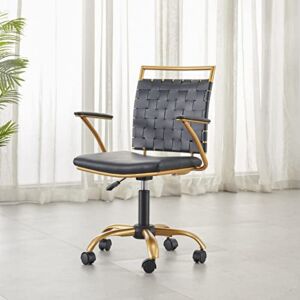 Hioryllks Black and Gold Chair Modern Office Chair Gold and Black Desk Chair Black and Gold Computer Chair Leather Cute Desk Chair with arms (3013 Gold Black)