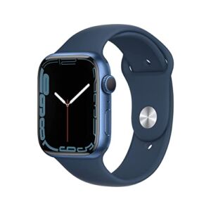 Apple Watch Series 7 (GPS, 45mm) Blue Aluminum Case with Abyss Blue Sport Band, Regular (Renewed)