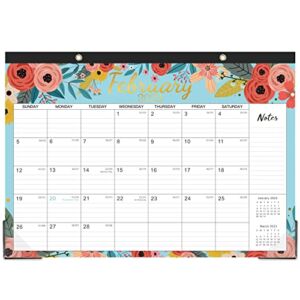 2023 Desk Calendar – Desk Calendar 2023 from JAN. 2023 – DEC. 2023, 17″ x 12″, 12 Monthly Desk/Wall Calendar 2-in-1, Thick Paper with 2 Corner Protectors, Large Unruled Blocks – Blue Floral