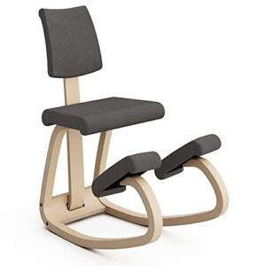 Varier Variable Plus Balans The Original Ergonomic Kneeling Chair with a Backrest for Home Office (Grey Revive Fabric with Black Ash Base)
